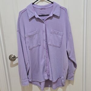 Aerie Light Purple Textured Shirt